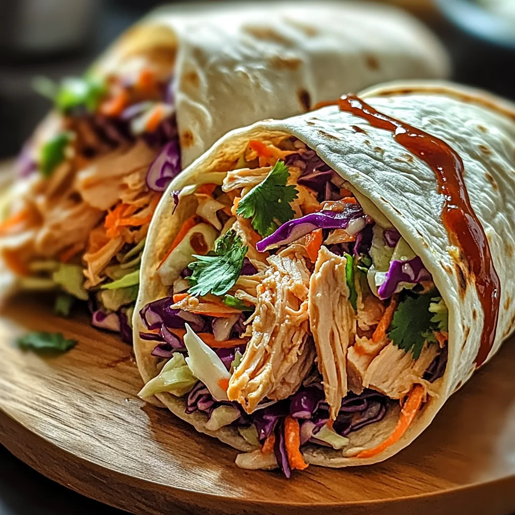 BBQ Hühnchen Coleslaw Wraps für schnelles Essen