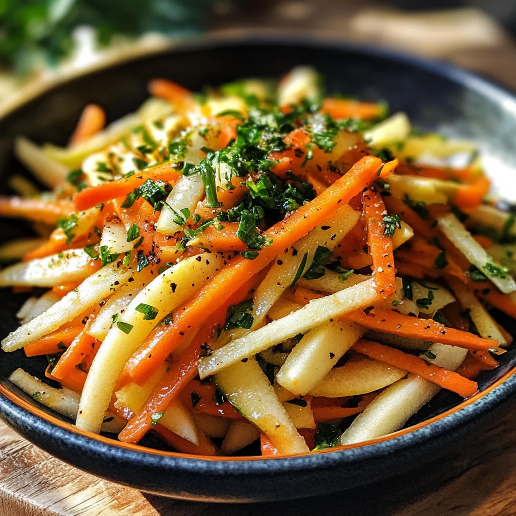 Frischer Kohlrabi Karotten Apfel Salat