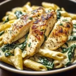 Frischkäse Spinat Hähnchen Pasta