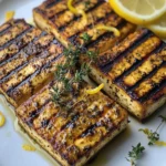 Griechischer gegrillter Tofu mit Zitrone und Thymian