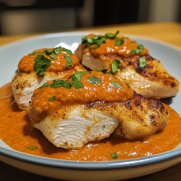 Hähnchenfilets mit einer Ajvar-Schmandsauce