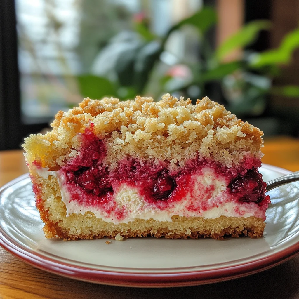 Himbeer streusel kuchen mit joghurt cheesecake