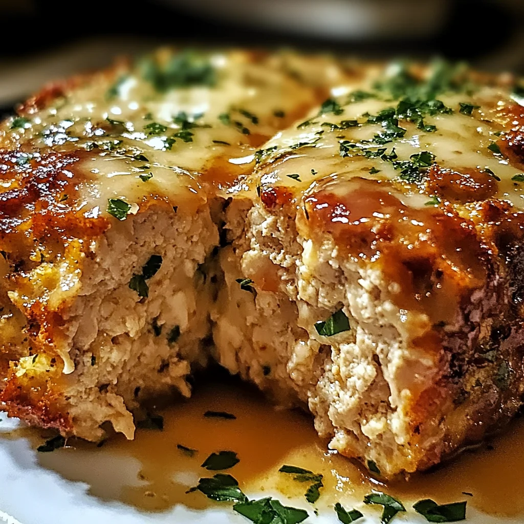 Knoblauch Parmesan Hähnchen Hackbraten für die Familie