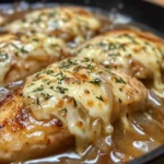 Köstliche French Onion Hähnchenpfanne mit Gruyère