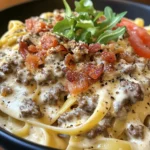 Loaded Beef Bacon Cheeseburger Alfredo Pasta – Ein Genuss!