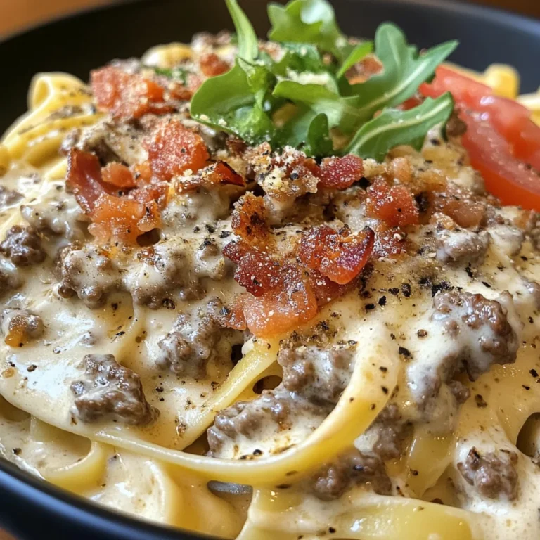 Loaded Beef Bacon Cheeseburger Alfredo Pasta – Ein Genuss!