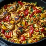 Orzo-Pfanne mit Paprikahuhn