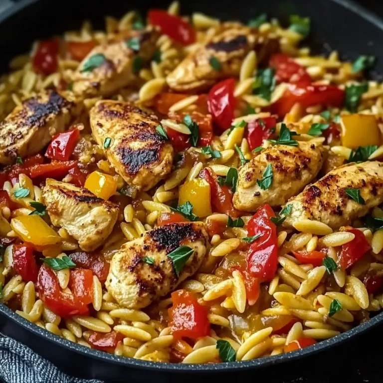 Orzo-Pfanne mit Paprikahuhn
