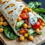 Vegetarische Griechische Wraps mit Kichererbsen und Tzatziki